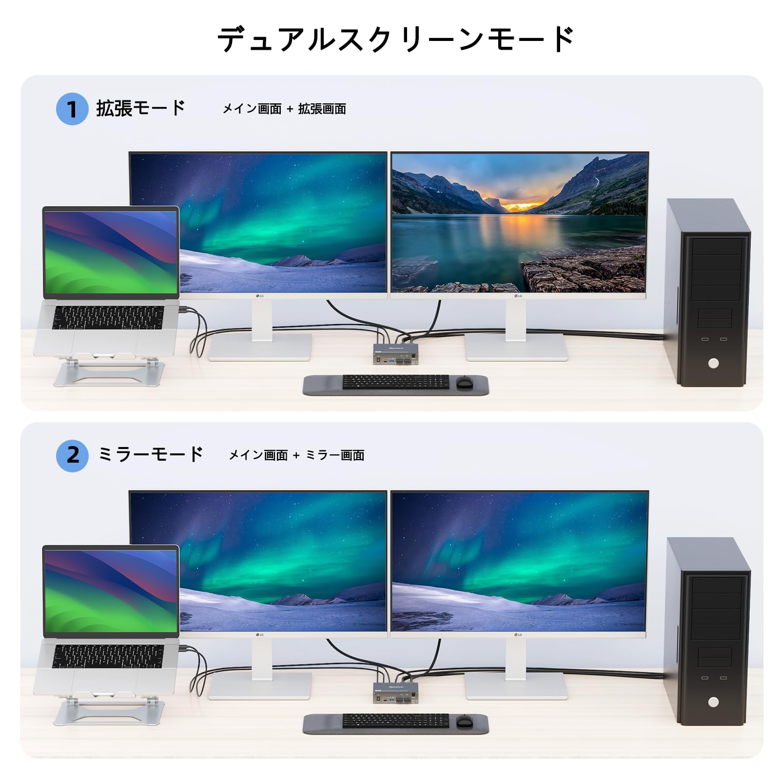 Amazon.co.jp: KCEVE デスクトップ＋ラップトップ、2入力2出力